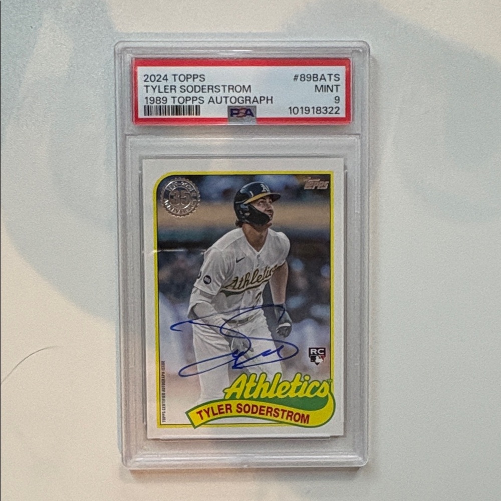 🔥on card auto🔥 2024 topps Tyler Soderstrom rookie PSA 9